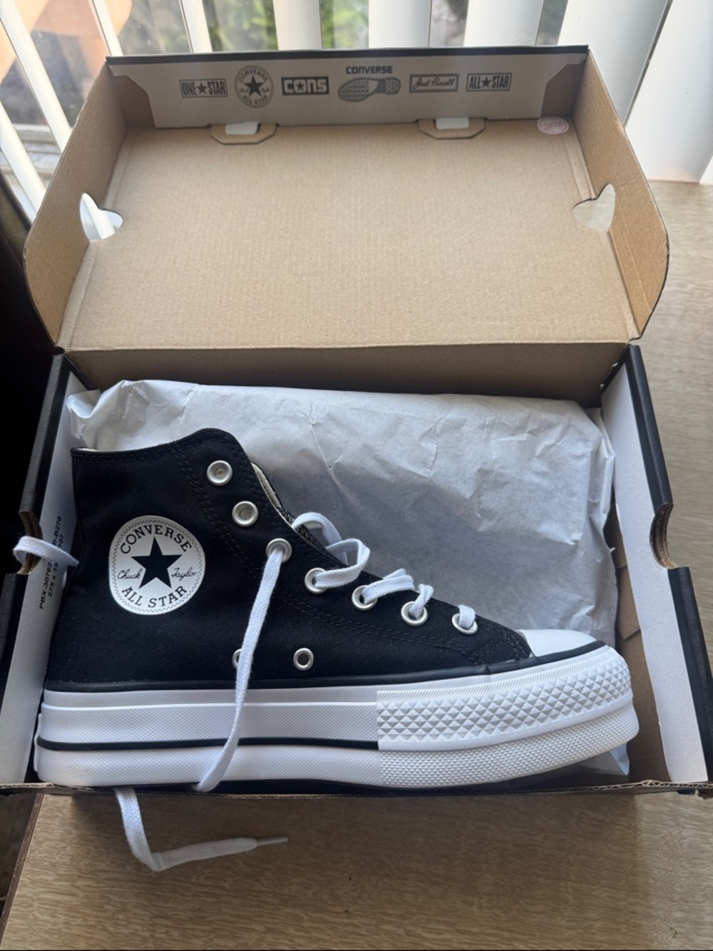 Converse High Top Platform Sneakers - Black & White